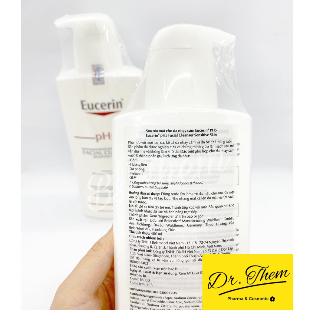 Sữa Rửa Mặt Eucerin PH5 Cho Da Nhạy Cảm 100ml & 400ml - Facial Cleanser Sensitive Skin SRM- Dr Thêm | BigBuy360 - bigbuy360.vn