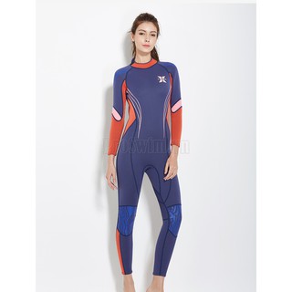 Bộ bơi liền nữ giữ nhiệt bơi mùa đông wetsuit dày 3mm xanh tím