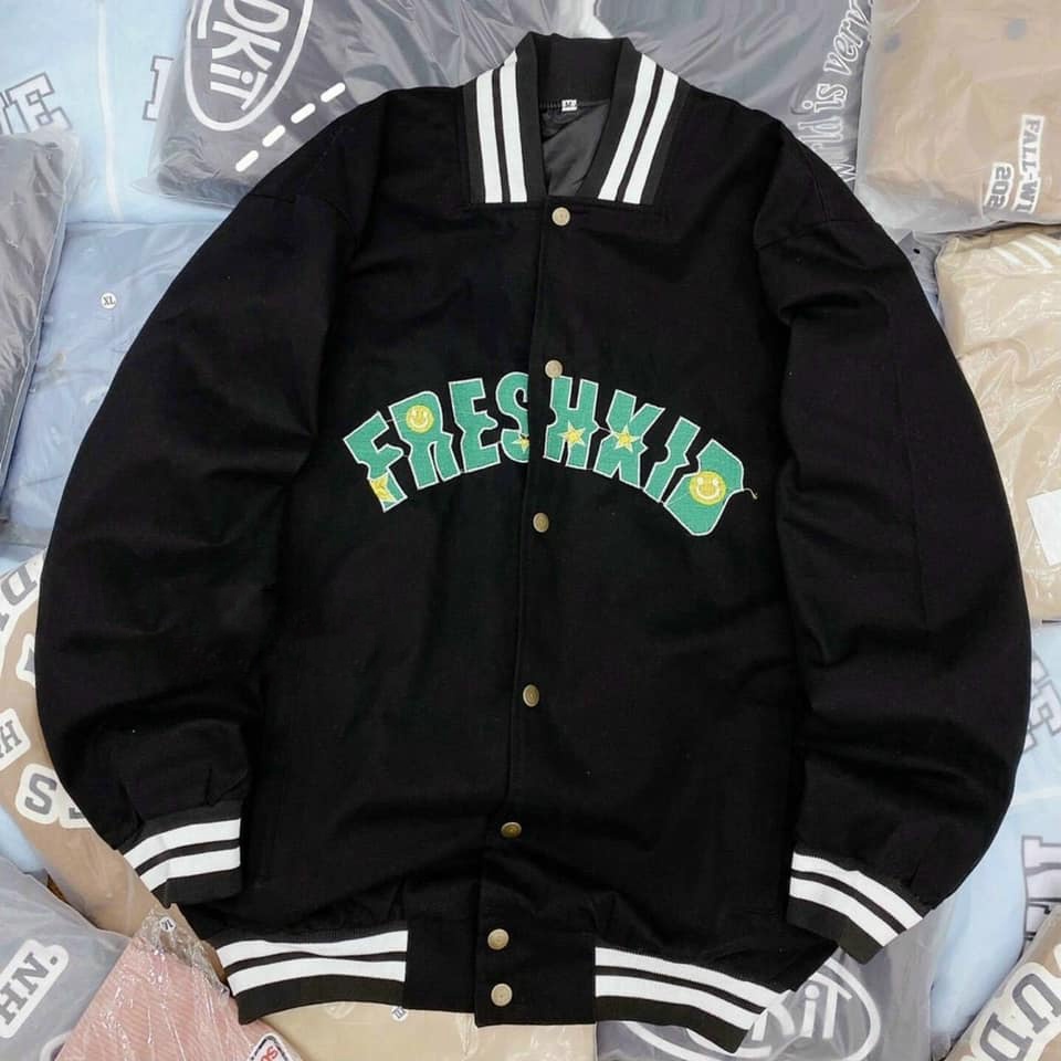 Áo Khoác Bomber Freskkid Áo Khoác Nỉ Ngoại Dầy Dặn Túi Bổ Cơi Hình In Đẹp Kiểu Dáng Raplang Form Unisex Nam Nữ