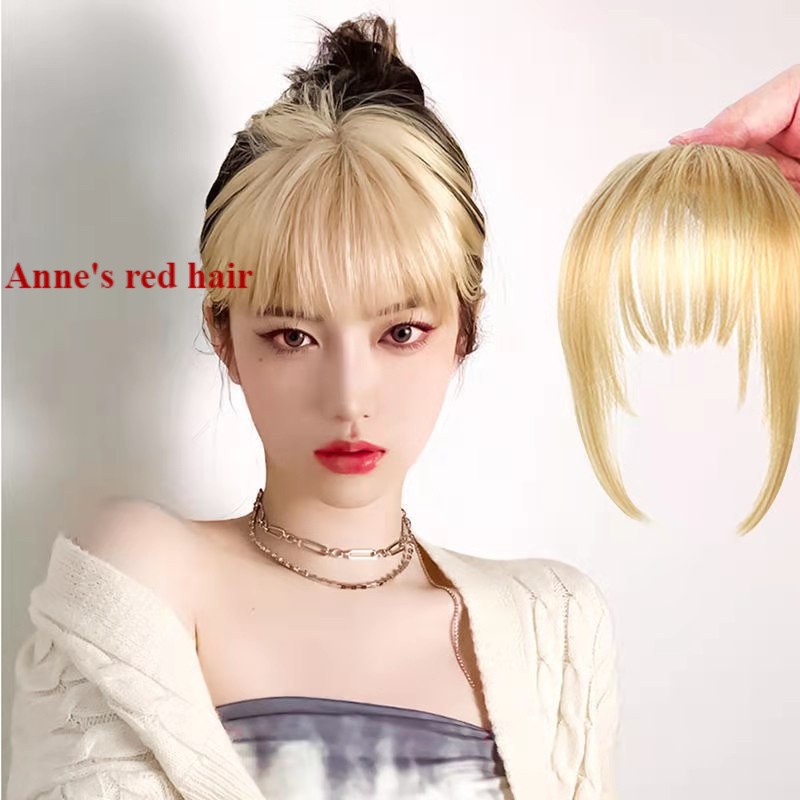 Bộ tóc giả mái ngang nhuộm màu vàng họa tiết hoạt hình thời trang cho nữ