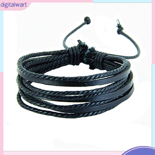 Vòng tay da nhân tạo nhiều lớp dễ dàng thay đổi kích thước cá tính thời trang dành cho nam và nữ