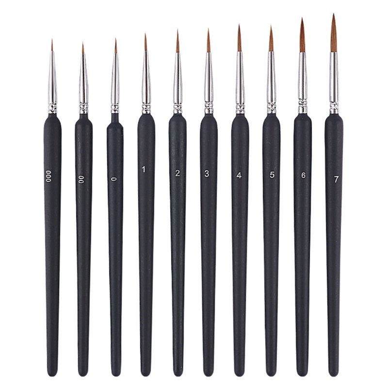 Set 10 Cọ Vẽ Tranh Sơn Dầu / Màu Nước / Acrylic Đầu Lông Sói Chuyên Dụng