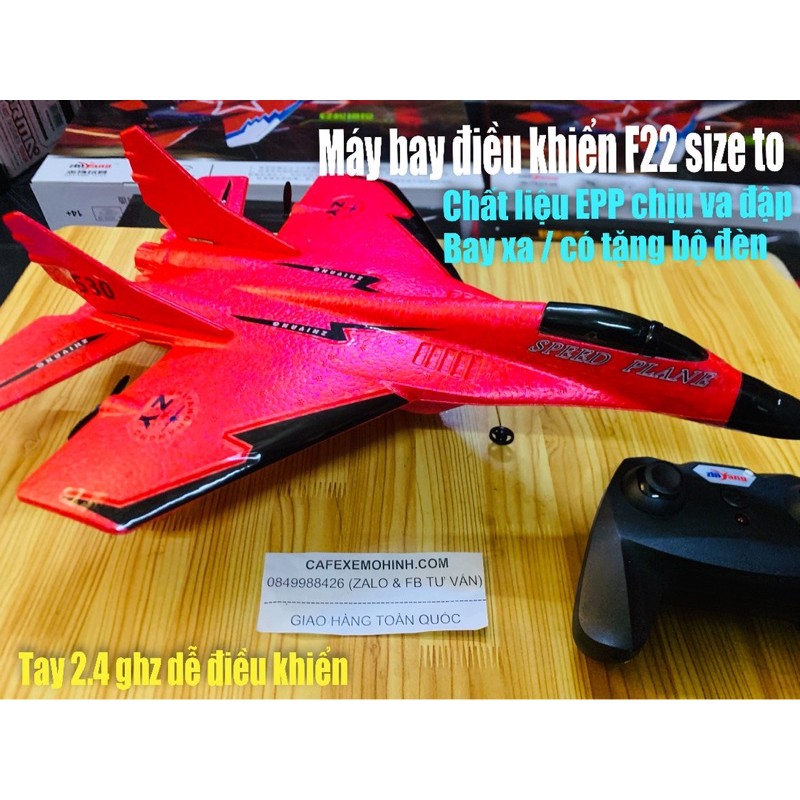 Máy bay điều khiển F22 size to dễ bay chất liệu Epp chịu va đập - tặng bộ đèn