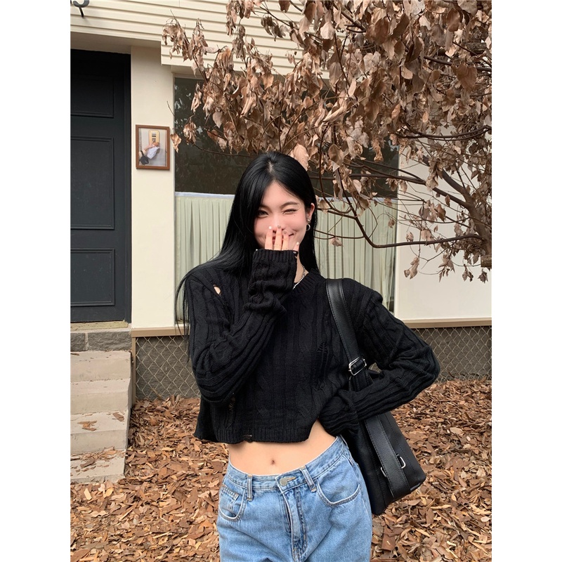 Áo sweater Dệt Kim Tay Dài Cổ Tròn Màu Trơn Thời Trang Hàn Quốc Dành Cho Nữ