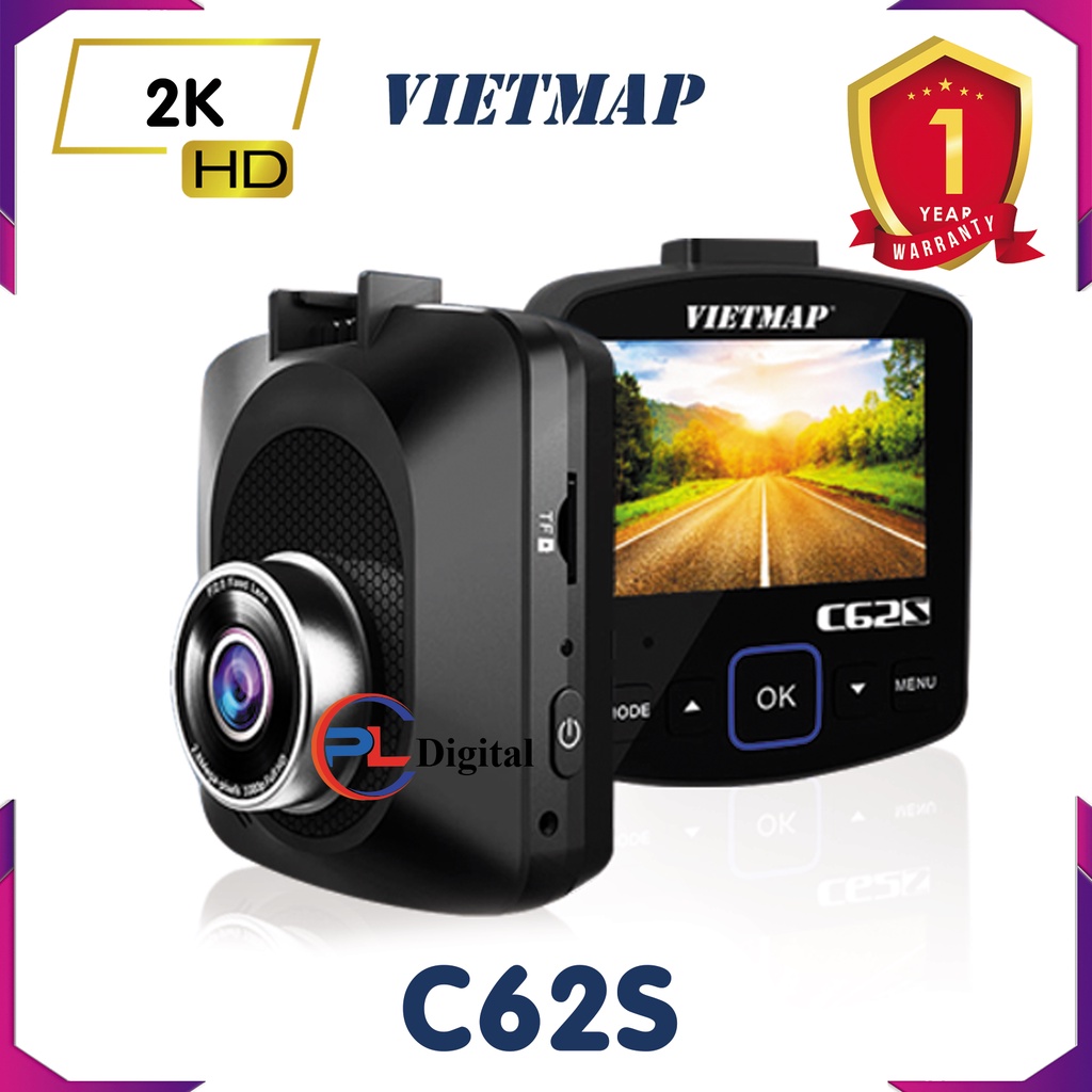 VIETMAP C62S - Camera Hành Trình Trước Sau Cảnh Báo Thông Tin Giao Thông - Tặng Thẻ Nhớ 32GB