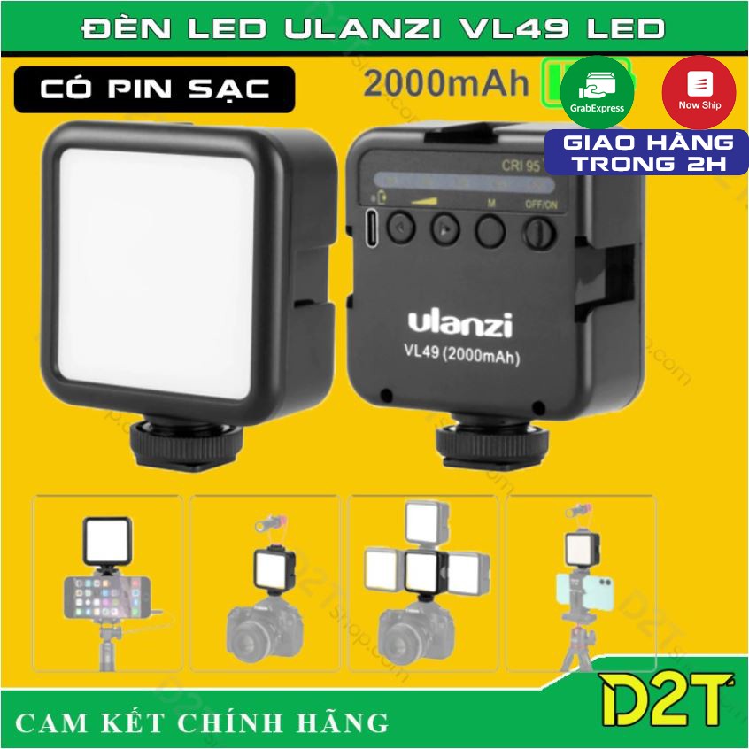 Đèn LED Ulanzi VL49 LED phiên bản mới, có pin sạc trợ sáng quay phim cho điện thoại, máy ảnh