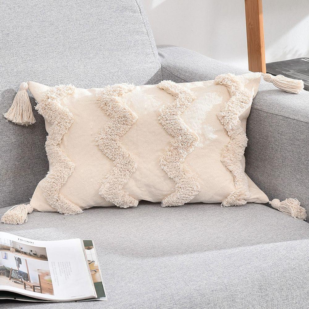 HARRIETT Vỏ Gối Hình Vuông / Chữ Nhật Phối Tua Rua Phong Cách Bohemia