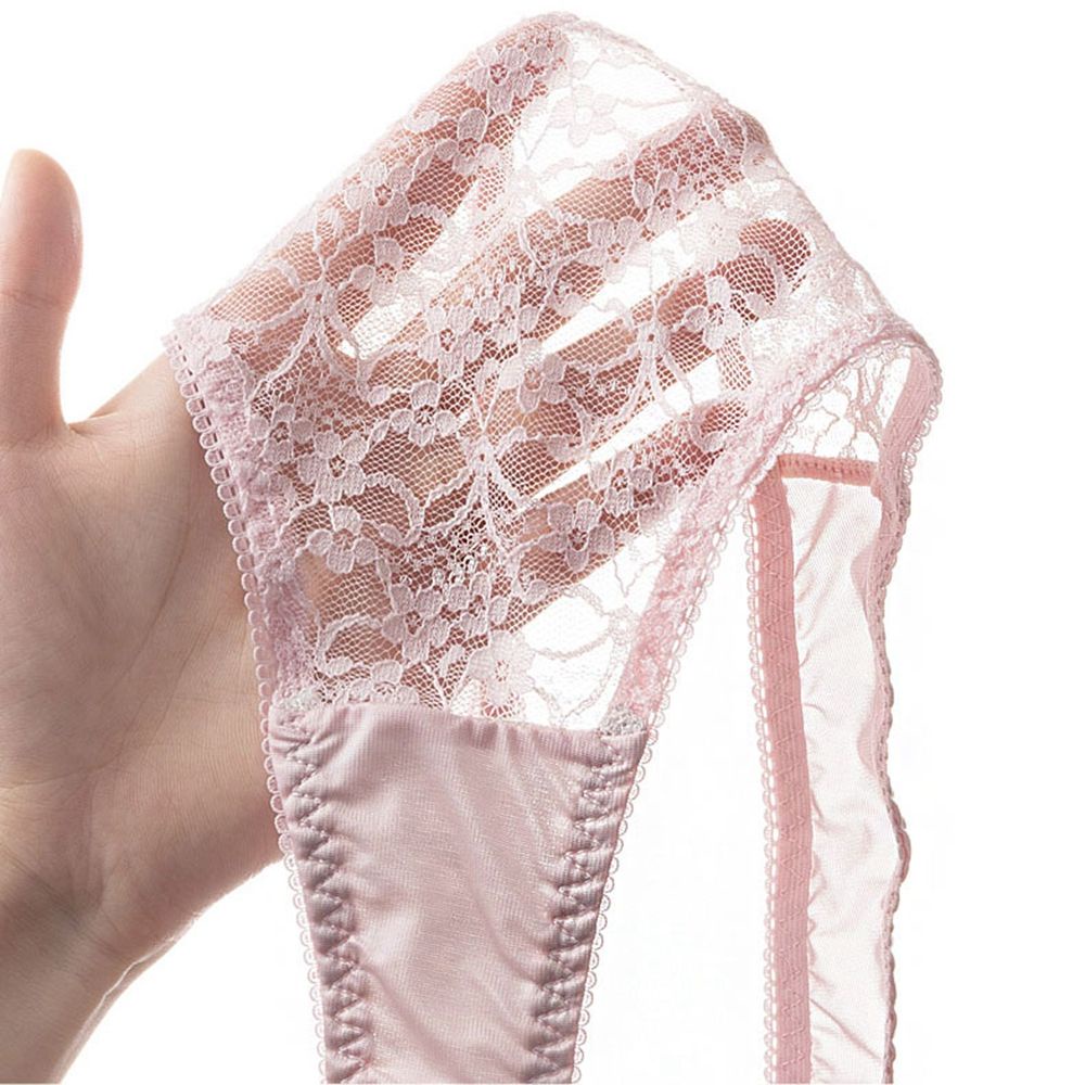 Quần lót ren mỏng mềm lưng thấp màu trơn đính nơ phong cách Hàn Quốc ngọt ngào cho nữ