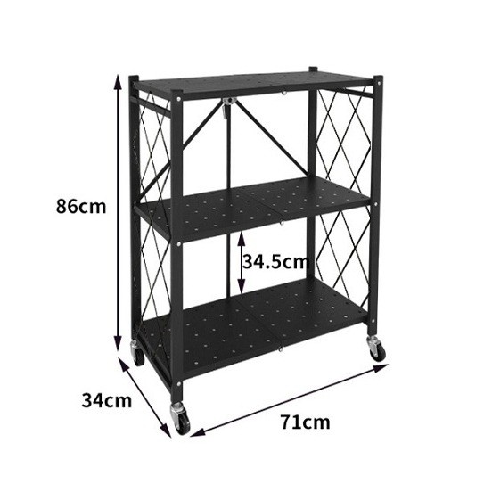 [rẻ vô địch] Kệ nhà bếp kệ sách để đồ gấp gọn đa năng có bánh xe thép carbon không gỉ sơn tĩnh điện