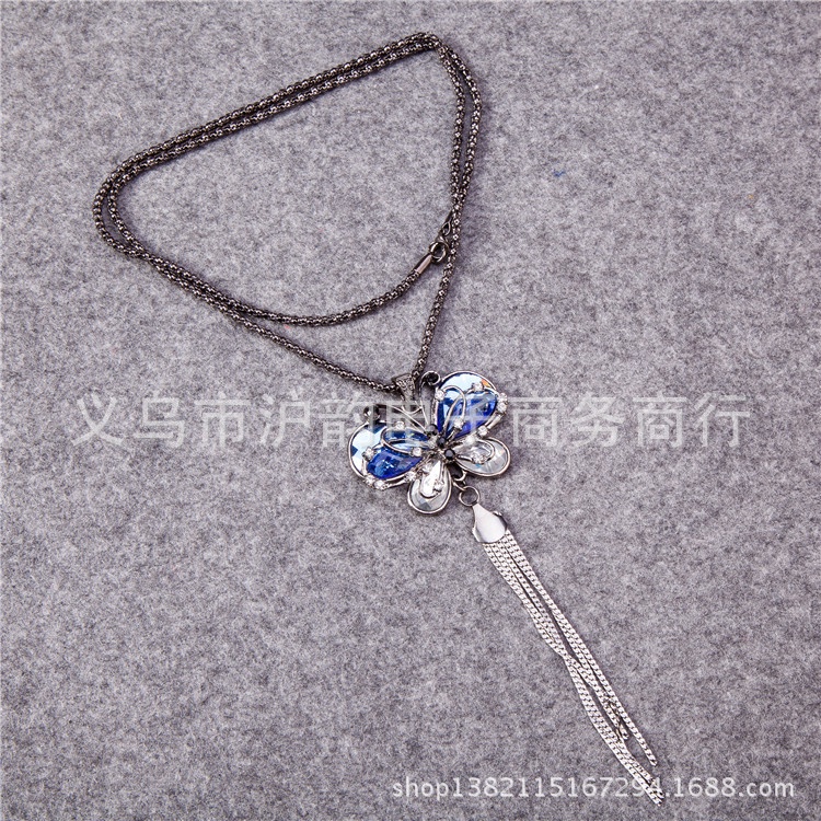 Dây chuyền nữ phong cách áo dài kiểu hồ điệp màu đen cá tính nổi bật, chất như nước cất