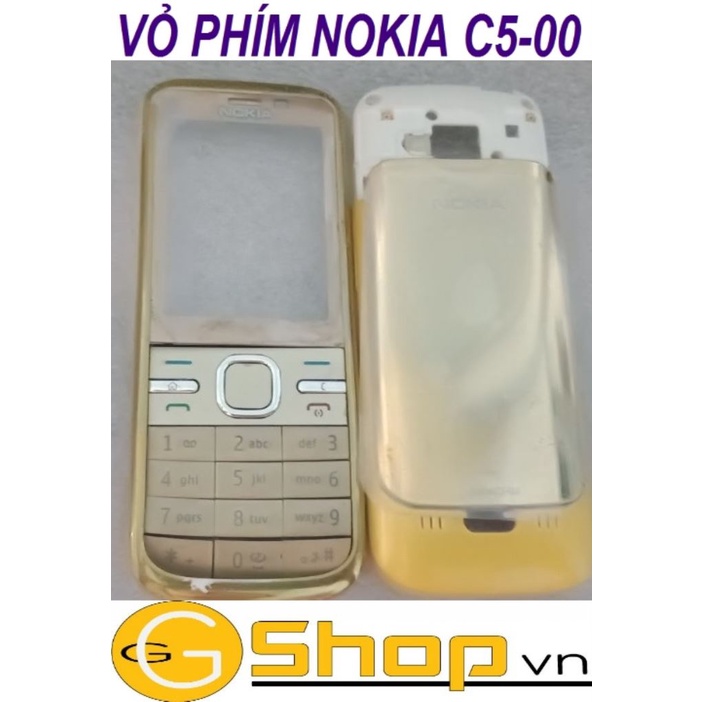 VỎ PHÍM NOKIA C5-00 KHÔNG NÚT ĐẨY SƯỜN MÀU VÀNG