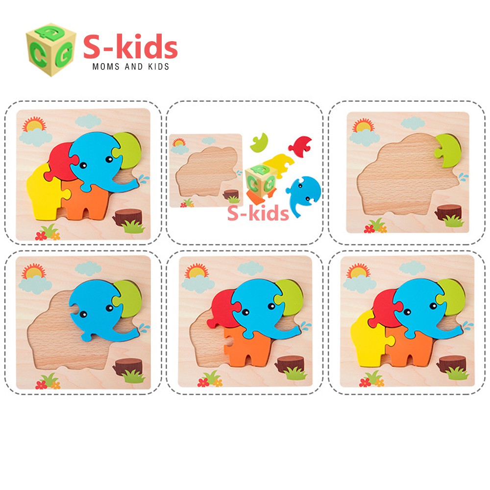 Puzzle Xếp Hình S-Kids, Đồ Chơi Ghép Hình Gỗ Nổi 3D Cho Bé Phát Triển Kỹ Năng.