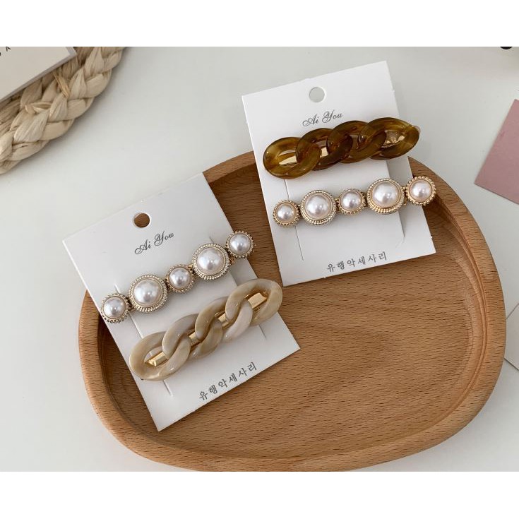 Bộ 02 Kẹp Tóc Họa tiết cẩm thạch sang trọng &amp; thanh lịch dành cho phái nữ PK228