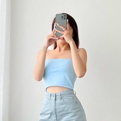 Áo croptop hai dây HEYBEE chất thun mềm mát, nhiều màu - BASIC STRAP BANDEAU HAT05