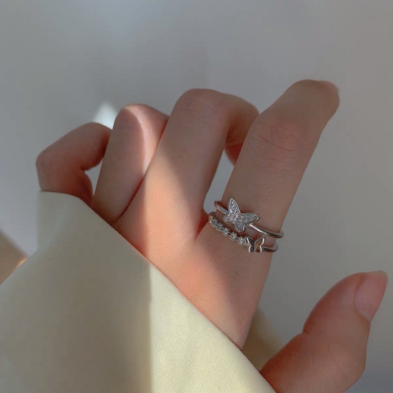 Nhẫn hở AHELLOGIRL mạ bạc 925 kiểu dáng đa dạng cá tính phong cách cổ điển