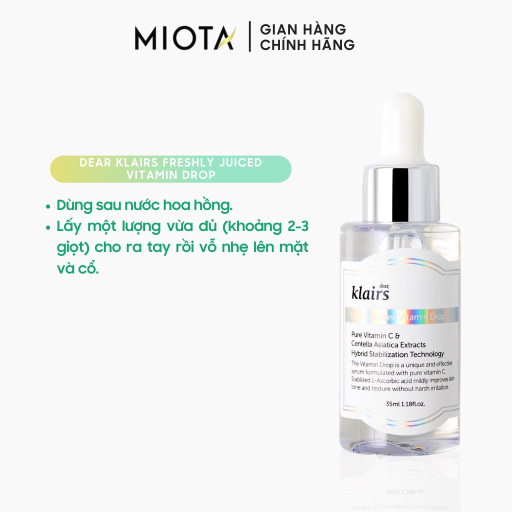 Tinh Chất Dear Klairs Dưỡng Sáng Và Làm Đều Màu Da Freshly Juiced Vitamin Drop 35ml