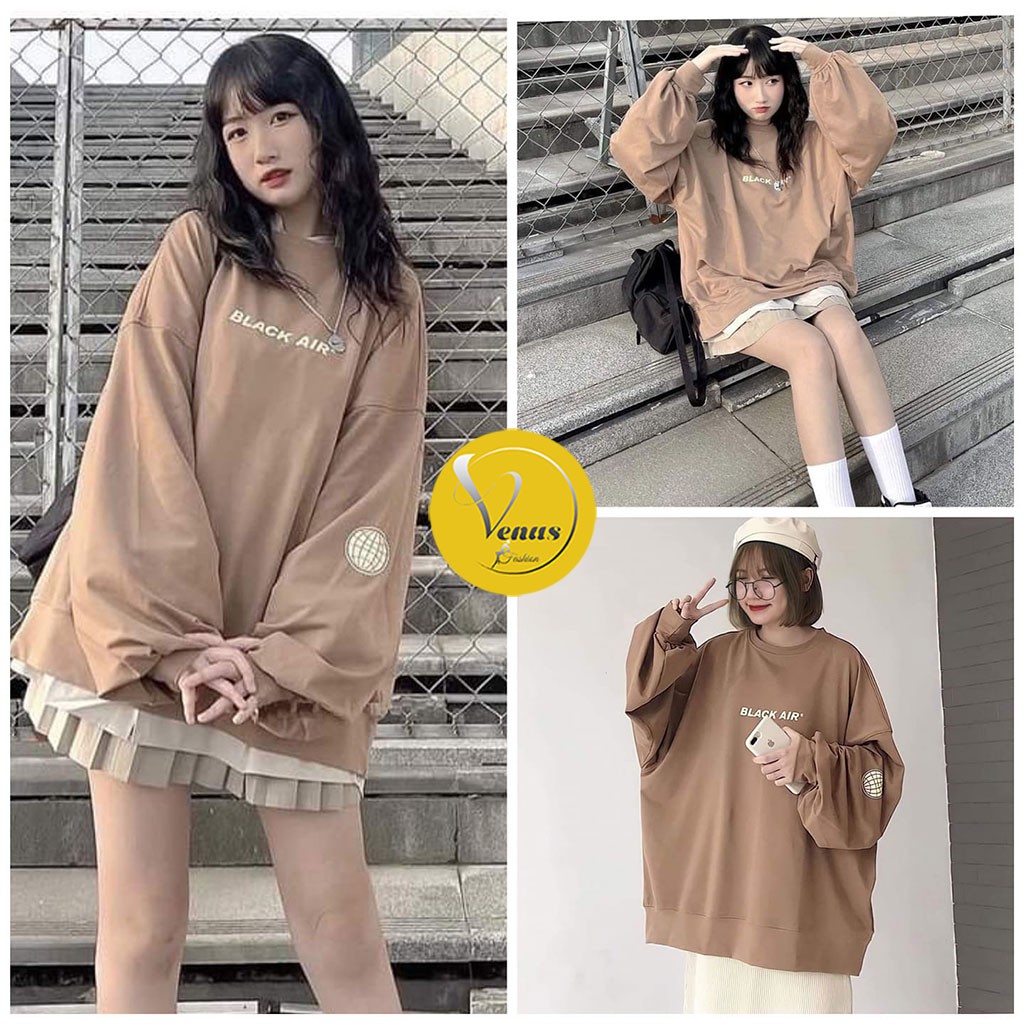 Áo Sweater Hàn Quốc nữ form rộng chất nỉ AIR dài tay thụng_VENUS