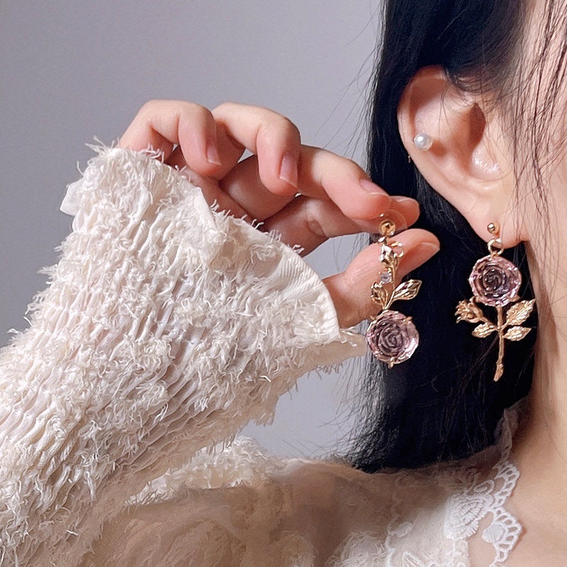 Túi Đeo Chéo Thiết Kế Không Đối Xứng Họa Tiết Hoa Hồng Thời Trang Cao Cấp Phong Cách