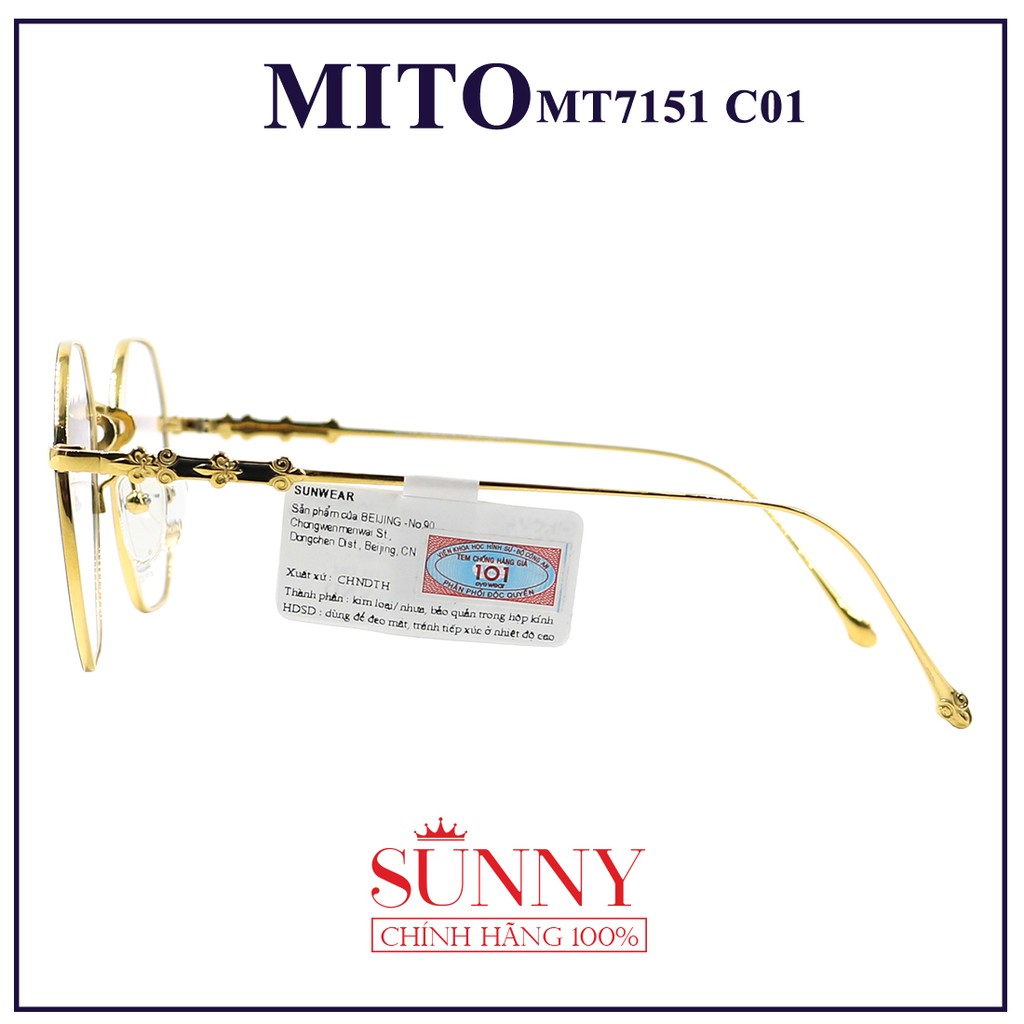 MT7151 - Gọng kính Mito unisex (nhiều màu) chính hãng Italia - - kèm tem chống hàng giả do bộ công an cấp