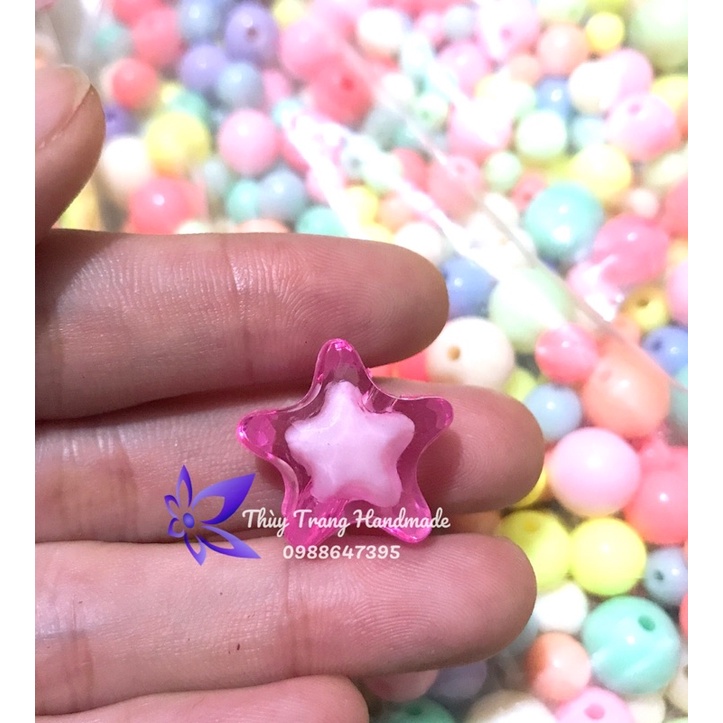 Charm nhựa acrylic hình TRÁI TIM (có lỗ xỏ) làm đồ trang sức handmade, diy