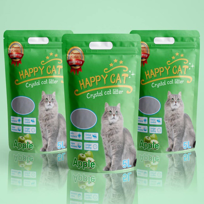 Cát vệ sinh thủy tinh Happy Cat cho mèo túi 5lit hút ẩm khử mùi tốt an toàn thân thiện với môi trường