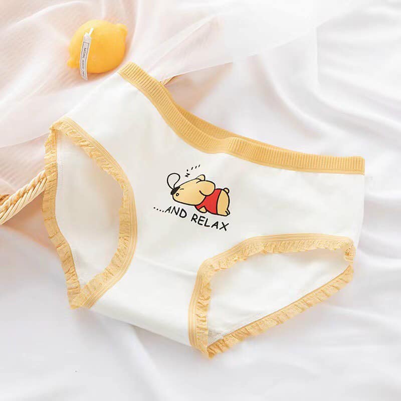 Quần lót hộp 4 chiếc chip nữ chất cotton cạp thấp in hình ngộ nghĩnh 40-50kg