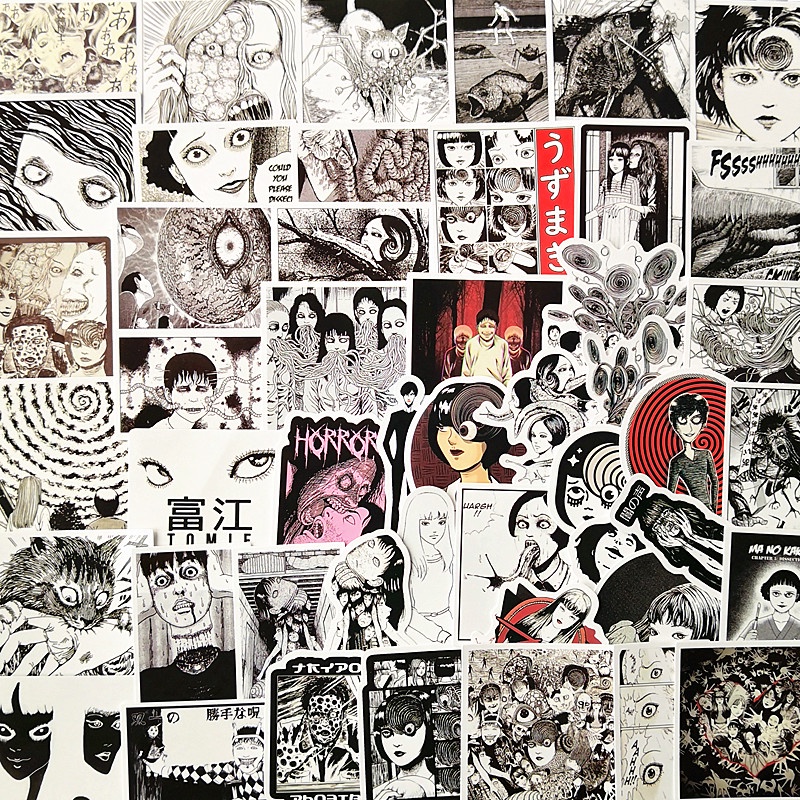 108Pcs/Set ❉ Junji Ito Classical Horror Comics Series B Stickers ❉ Manga Tomie Uzumaki Souichi Tsujii DIY Fashion Mixed Waterproof Doodle Decals Stickers