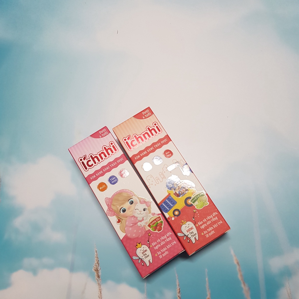 Kem đánh răng thảo dược Ích Nhi tuýp 50g cho bé dưới 6 tuổi nuốt được bảo vệ răng sữa, ngừa sâu răng