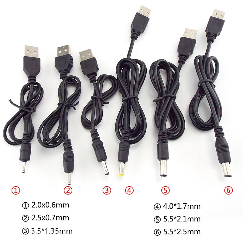 Dây Cáp Nối Dài Chuyển Đổi Usb A Sang Dc 2.0 0.6 2.5 3.5 1.35 4.0 1.7 5.5 2.1 5.5 2.5mm