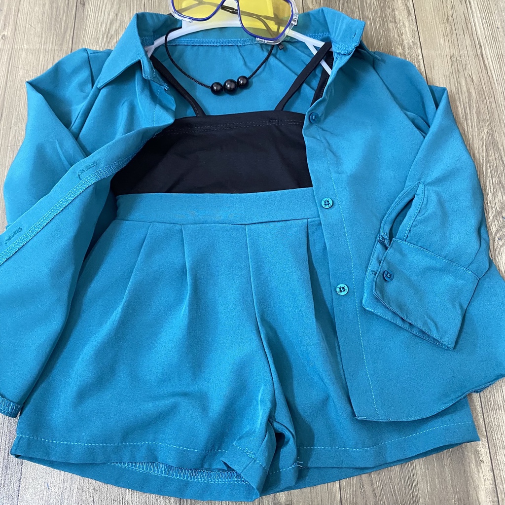 Set đồ bé gái 3 chi tiết xanh lạ  8-23kg Angel Baby Thời Trang Thiết Kế