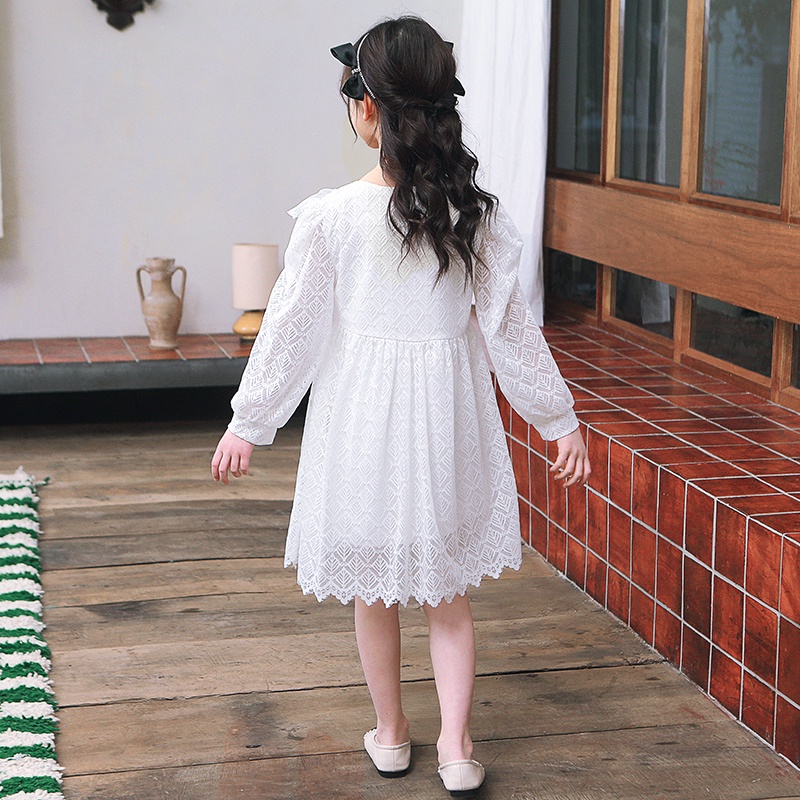 Đầm Công Chúa Phối Ren Đính Nơ Màu Đen/Trắng/Hồng Thời Trang Cho Bé Gái Từ 4-8 Tuổi