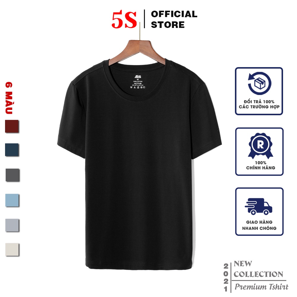 Áo Thun Nam Ngắn Tay 5S (6 Màu), Chất Liệu Cotton Premium Thấm Hút, Kiểu Dáng Trẻ Trung, Năng Động (TSO22099))