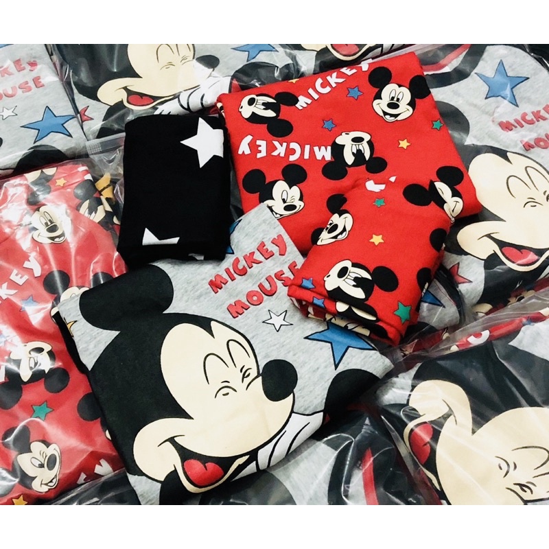 Set 2 bộ cotton dài tay in hình mickey cho bé trai size từ 10-24 cân
