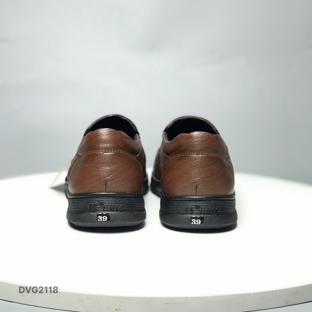 Giày mọi nam DAVITO ❤️FREESHIP❤️ Giày cỏ nam không dây da bò đế bằng cao su siêu êm DVG2118