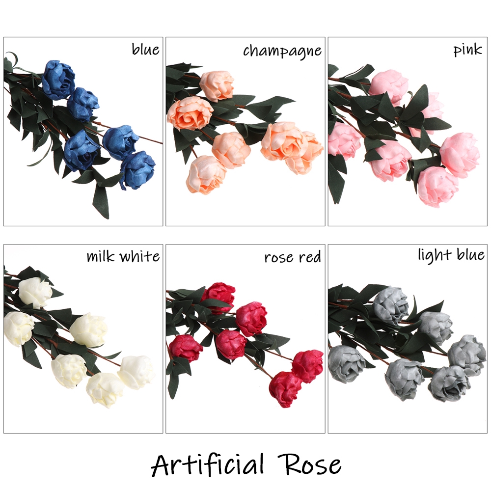 Bộ 6 bông hoa giả màu đơn xinh xắn thiết kế cho cô dâu/trang trí nhà cửa