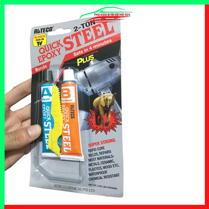 Keo AB thái lan lớn Epoxy Alteco siêu cứng chịu nhiệt, chịu nước dán sắt, dán đá, dán kính kim loại