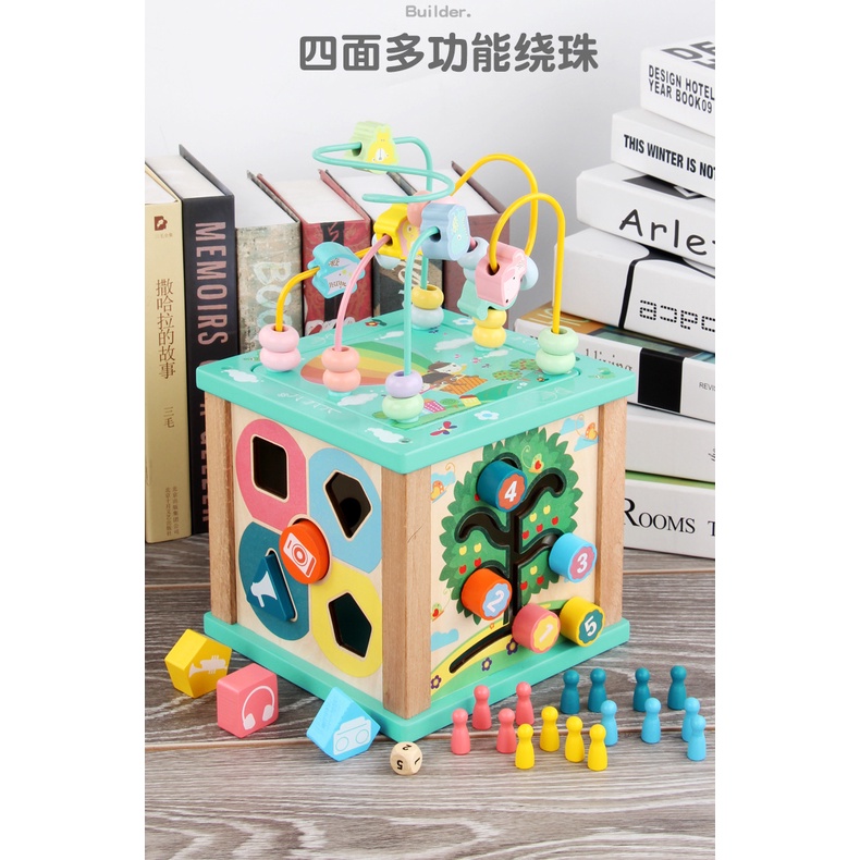 Bộ đồ chơi busy box 6 kỹ năng bằng gỗ tự nhiên cho bé TOYSTORE