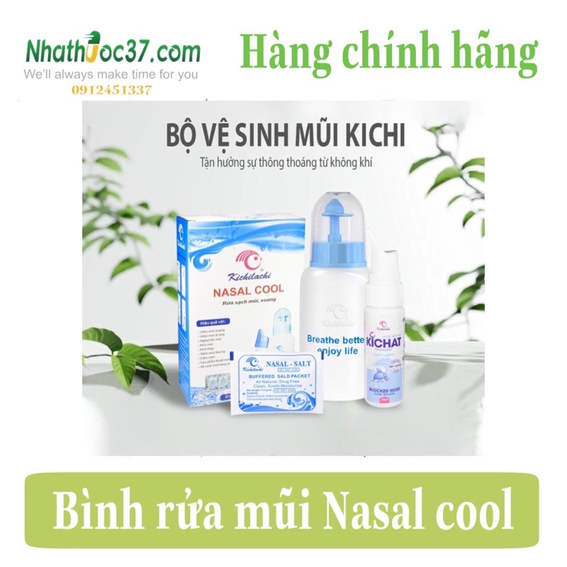 [MUA LẺ GIÁ SĨ] Bình rửa mũi Nasal cool tặng bình xịt và 6 gói muối. Bình rửa mũi xoang Nasalcool