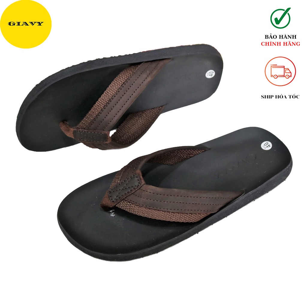 Dép kẹp nam, dép nam quai da mặt cao su DTL149 - GIÀY GIAVY
