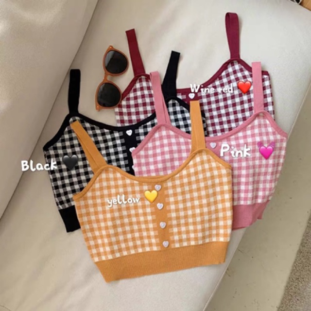 Áo len croptop hai dây