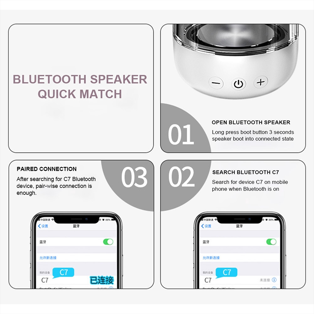 Loa Bluetooth 5.0 Trong Suốt Có Đèn Led 6d Âm Thanh Hifi Và Phụ Kiện