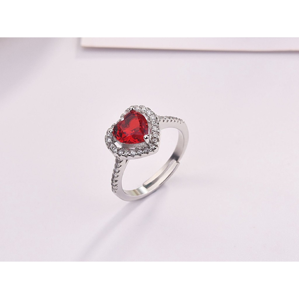 Nhẫn Mạ Bạc Đính Đá Hồng Ngọc Sang Trọng