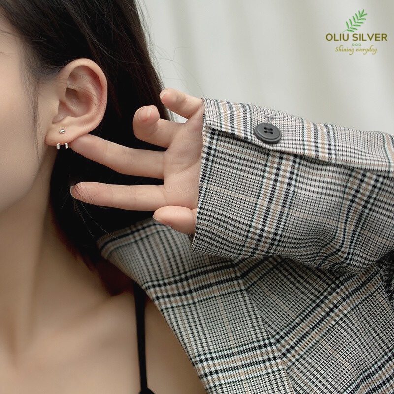 Bông Tai Bạc S925 Móc Đôi Double Hook Trẻ Trung Cá Tính | Khuyên Tai Nữ Trang Sức Bạc Thời Trang