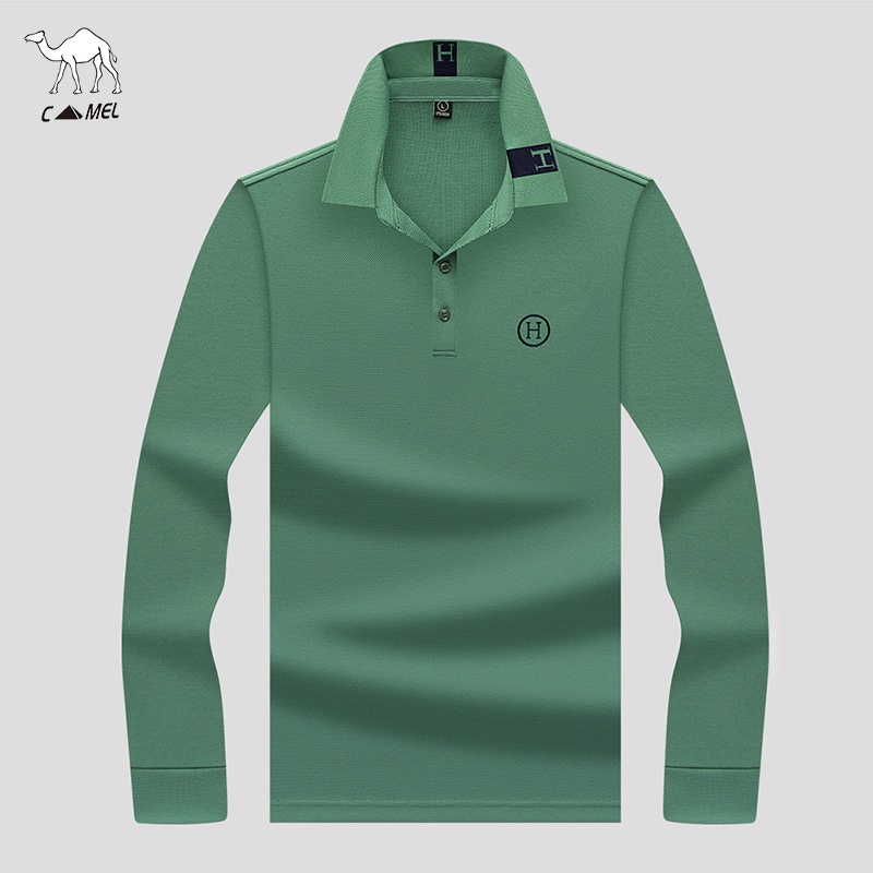 Áo thun polo tay dài thêu họa tiết phong cách cổ điển cá tính thời trang dành cho nam