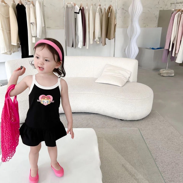 Đầm Công Chúa Hai Dây In Họa Tiết Hoạt Hình Kiểu Hàn Quốc Thời Trang Mùa Hè Cho Bé Gái