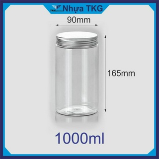 10 Hộp Nhựa, Hũ Nhựa Pet Nắp Nhôm Nắp Nhựa 1000ml Đựng Thực Phẩm, Đồ Khô, Ngũ Cốc