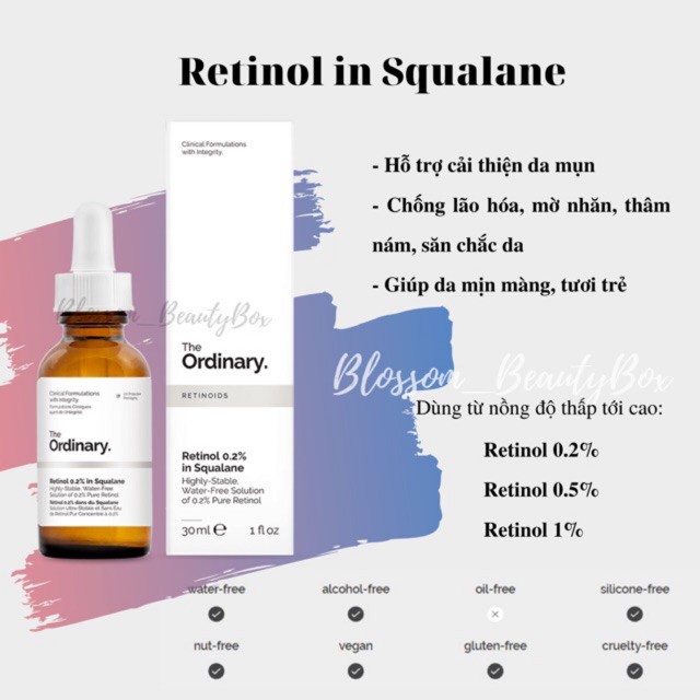 Tinh chất Retinol Squalane nồng độ 0.2% - 0.5% - 1% - TheOrdinary