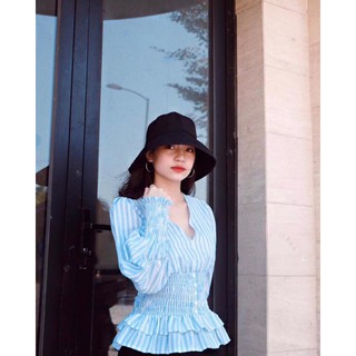 Áo sọc peplum cổ V- SP003769