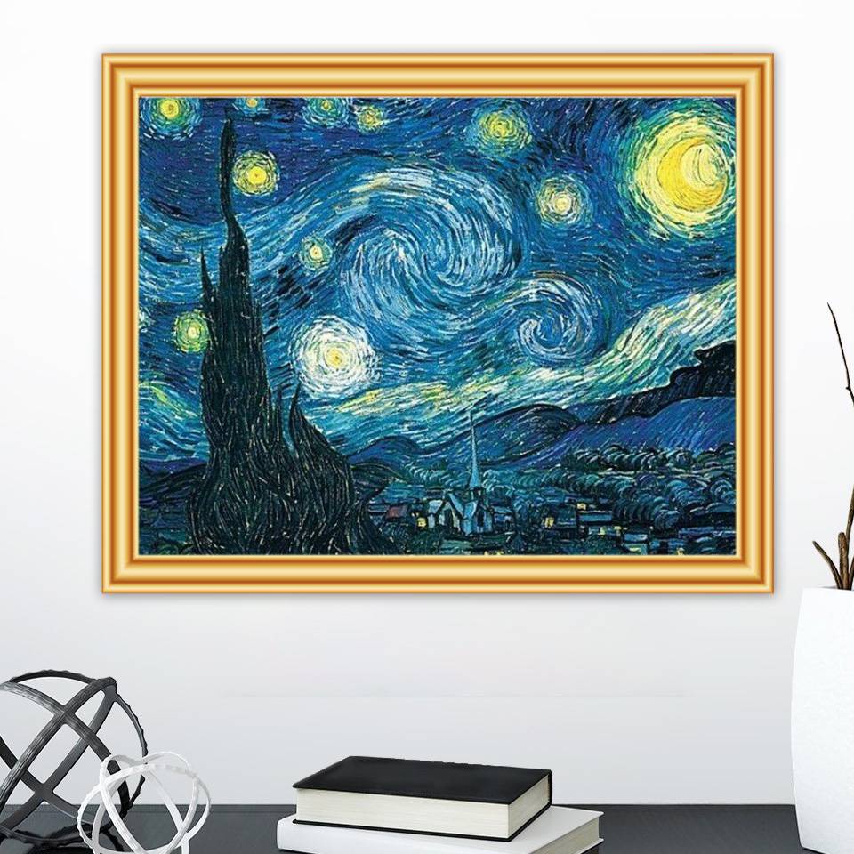 Bộ Tranh Đính Đá 5d Họa Tiết Tranh Van Gogh Độc Đáo Diy