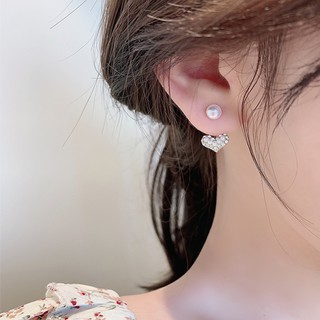 Khuyên Tai Hình Trái Tim Đính Ngọc Trai Xinh Xắn Cho Nữ